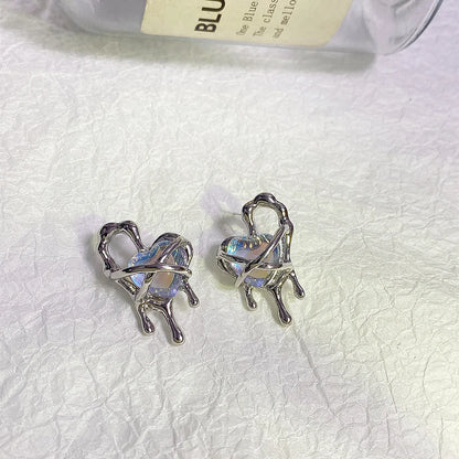 Metal Liquid Irregular Heart Drop Earring