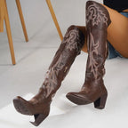Western Knee High Side Zipper Gothic Boot
