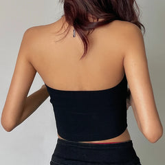 Irregular Strapless Zipper Tube Summer Crop Top