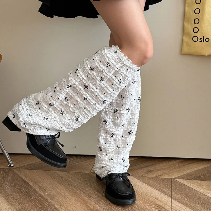Gothic Pleated Bow Ballet Sock