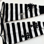 Gothic Cross Striped Knitted Sock