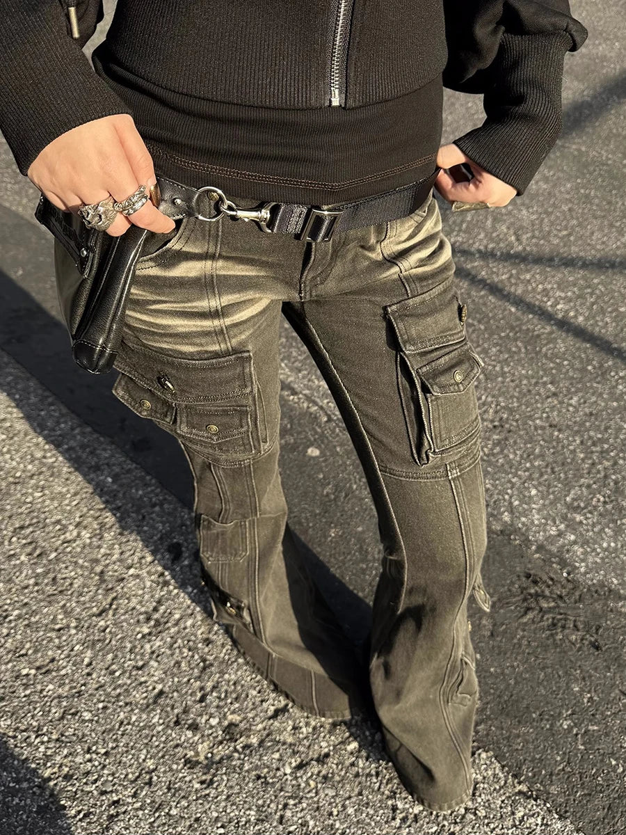 Distressed Stretch Bootcut Pants