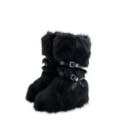 Faux Fur Wedge Platform Brown Gothic Winter Knee Boot