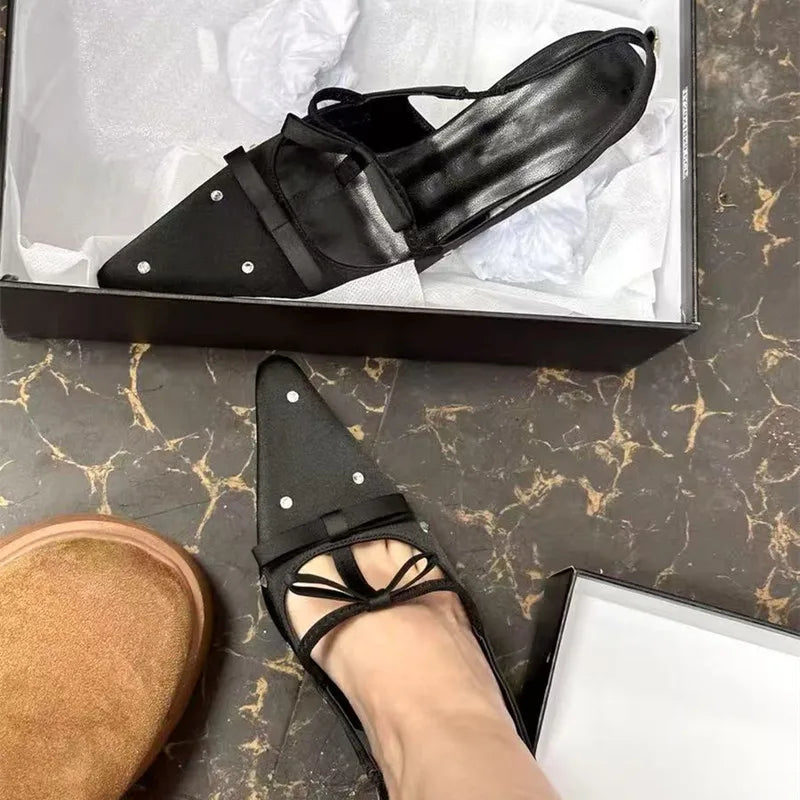 Satin Bowknot Gothic Rhinestones Mary Janes High Heel Main image
