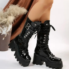 Winter Fashion Mid Tube Platform Gothic Boot