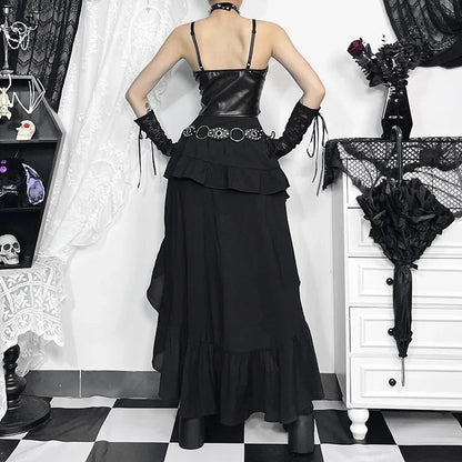 Steampunk Ruffle High Low Skirt