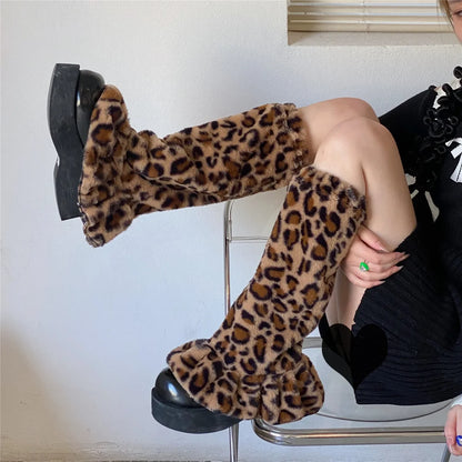 Gothic Fur Zebra Pattern Harajuku Sock