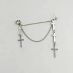 Unisex Punk Cross Tassel Chain Clip Earring