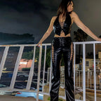High Waist PU Leather Gothic Pant