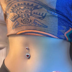 Double Heart Gothic Zircon Belly Ring
