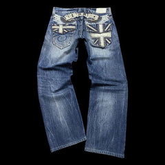 Pattern Embroidery Wide Leg Pants