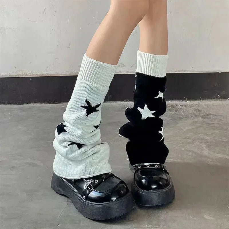 Gothic Knitted Star Cross Leg Sock