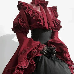 Flare Sleeve Lace Patchwork Blouse