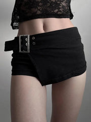 Low-Rise Patchwork Denim Shorts