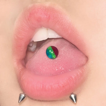 Glitter Powder Rainbow Acrylic Tongue Ring