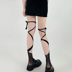 Gothic Tie Lace Fishnet Sock