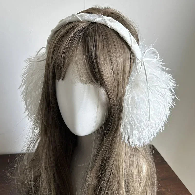 Y2K Faux Hair Bow Tie Earmuff Secondary image