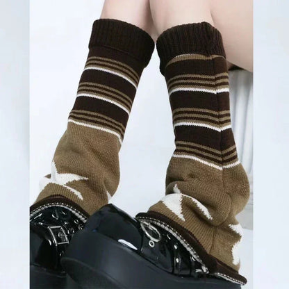 Gothic Brown Star Knitted Sock