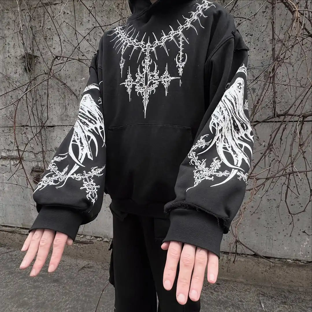 Harajuku Gothic Death Bone Hoodie Main image