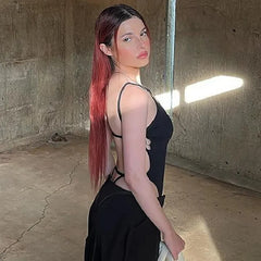 Bandage Backless Gothic Bodysuit Crop Top