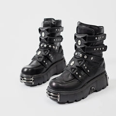 Heavy Metal Platform Motorcycle Gothic Boot
