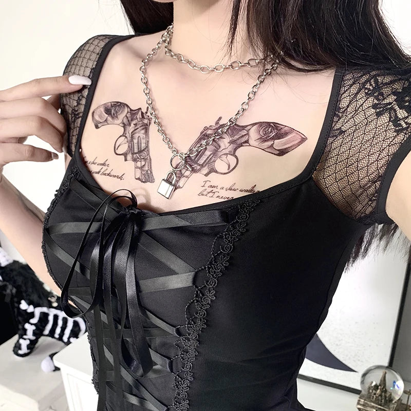 Gothic Square Neck Short Sleeve Corset Secondary image