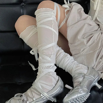 Gothic Lace Ballet Strappy Sock