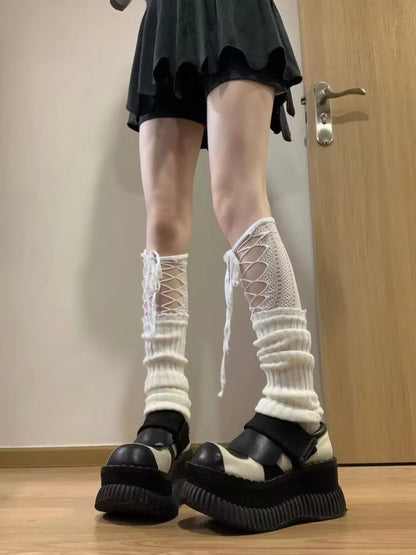 Gothic Knitted Lace Strap Sock