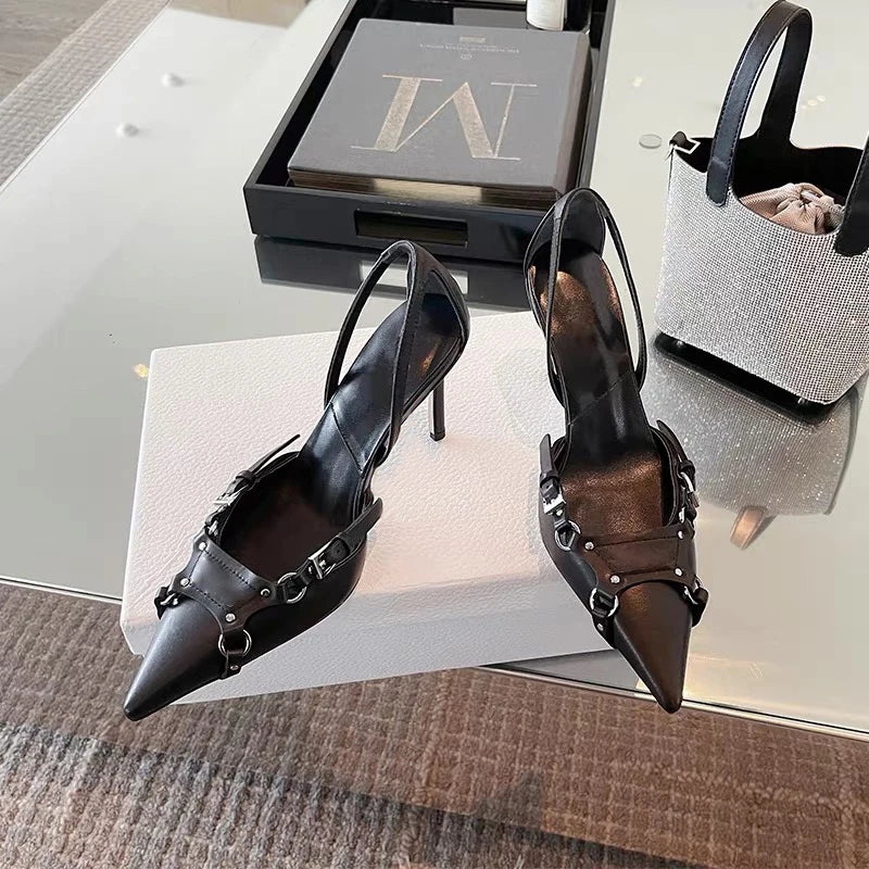 Shallow Comfort Gothic Lace-Up Black High Heel