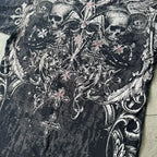 Skull Print Blue Cotton T-shirt