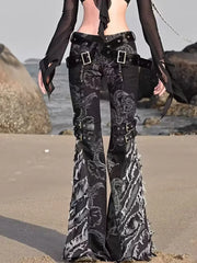Printed Gothic Dragon Flared Pant