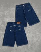 Leopard Printed Denim Short