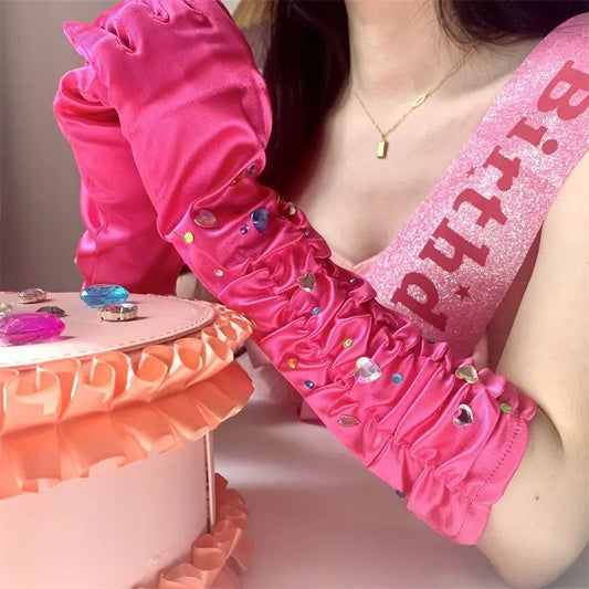 Gothic Diamond Satin Glove
