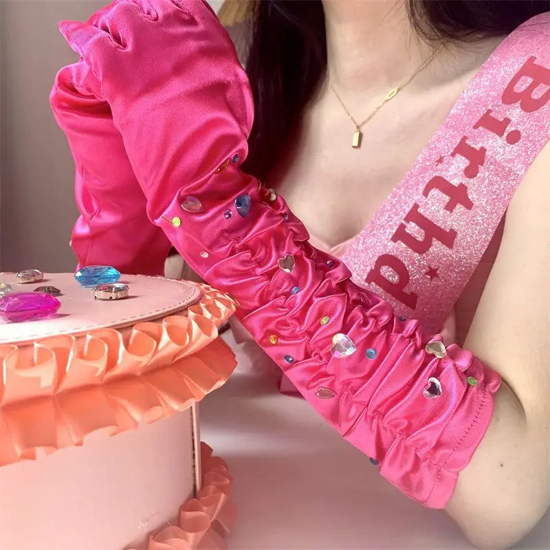 Gothic Diamond Satin Glove Main image