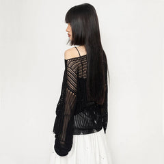 Asymmetric Neckline Mesh Top