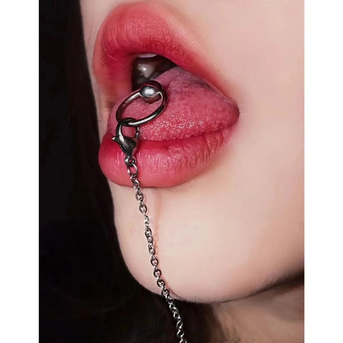 Circle Buckle Stainless Steel Chain Tongue Ring Main image