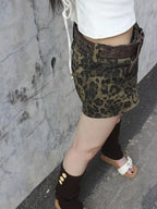 Rivet Lace-up Leather Short
