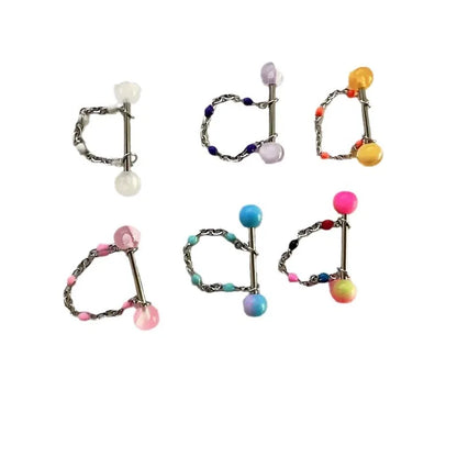 Cute Chain Detachable Drop Beads Tongue Ring