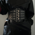 Plus Size Gothic Black Leather Punk Corset Belt