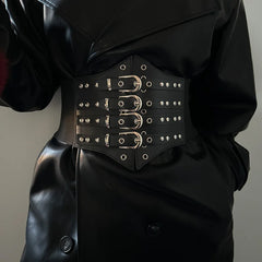 Plus Size Gothic Black Leather Punk Corset Belt
