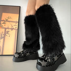 Gothic Zebra Pattern Faux Fur Sock