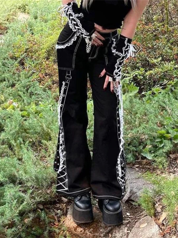 Bandage Gothic Denim Punk Pant
