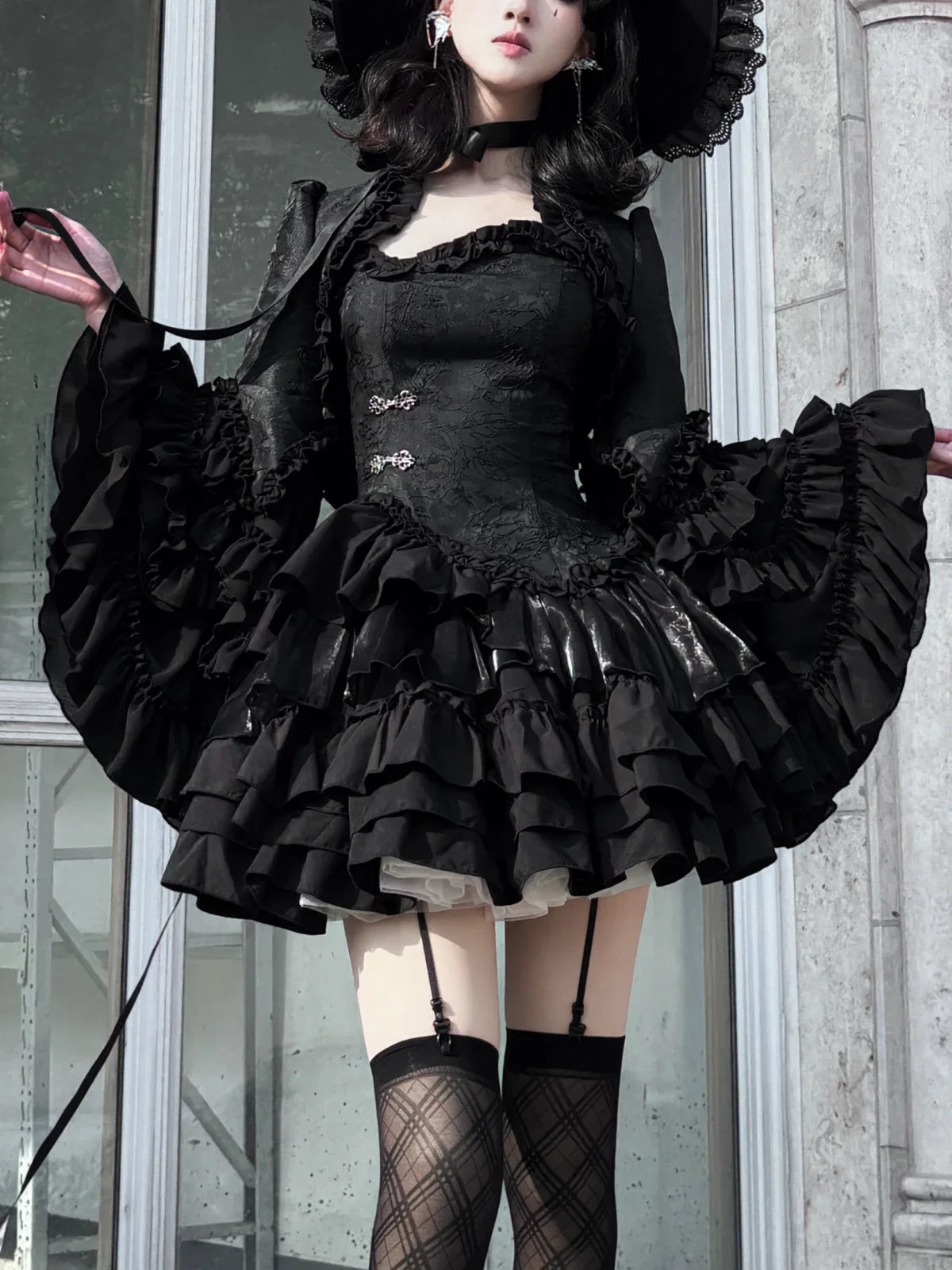 Gothic Horn Sleeve Ruffled Blouse Main image