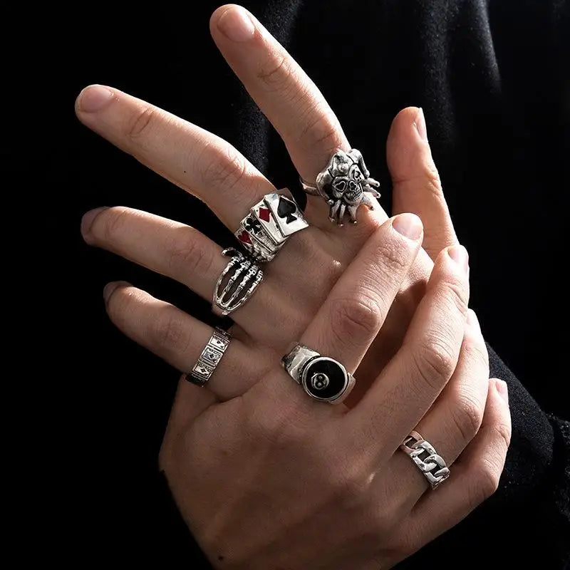 Punk Poker Skeleton Gothic Billiards Ring Main image