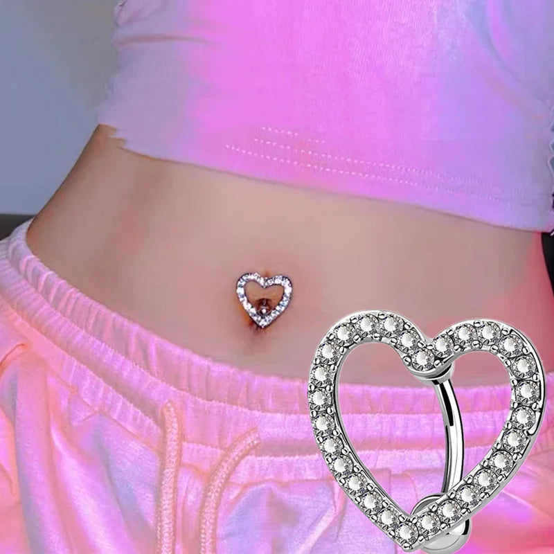 Crystal Heart Pink Gothic Belly Ring Main image