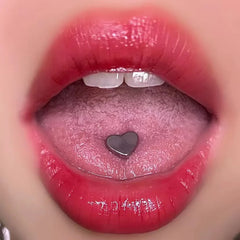 Love Titanium Steel Peach Heart Tongue Ring