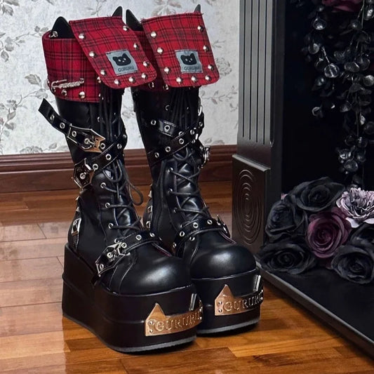 Lolita Metal Round Toe Platform Gothic Boot