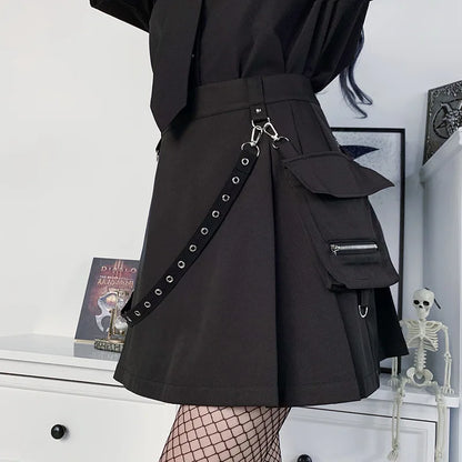 Pocket A-line Preppy Street Skirt