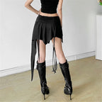 Cross Embroidery Denim Skirt