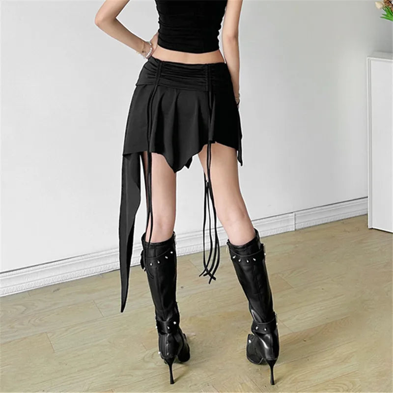 Cross Embroidery Denim Skirt